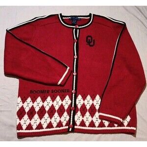 Vintage Birch Bros Embroidered Oklahoma Sooners Sweater XL Red